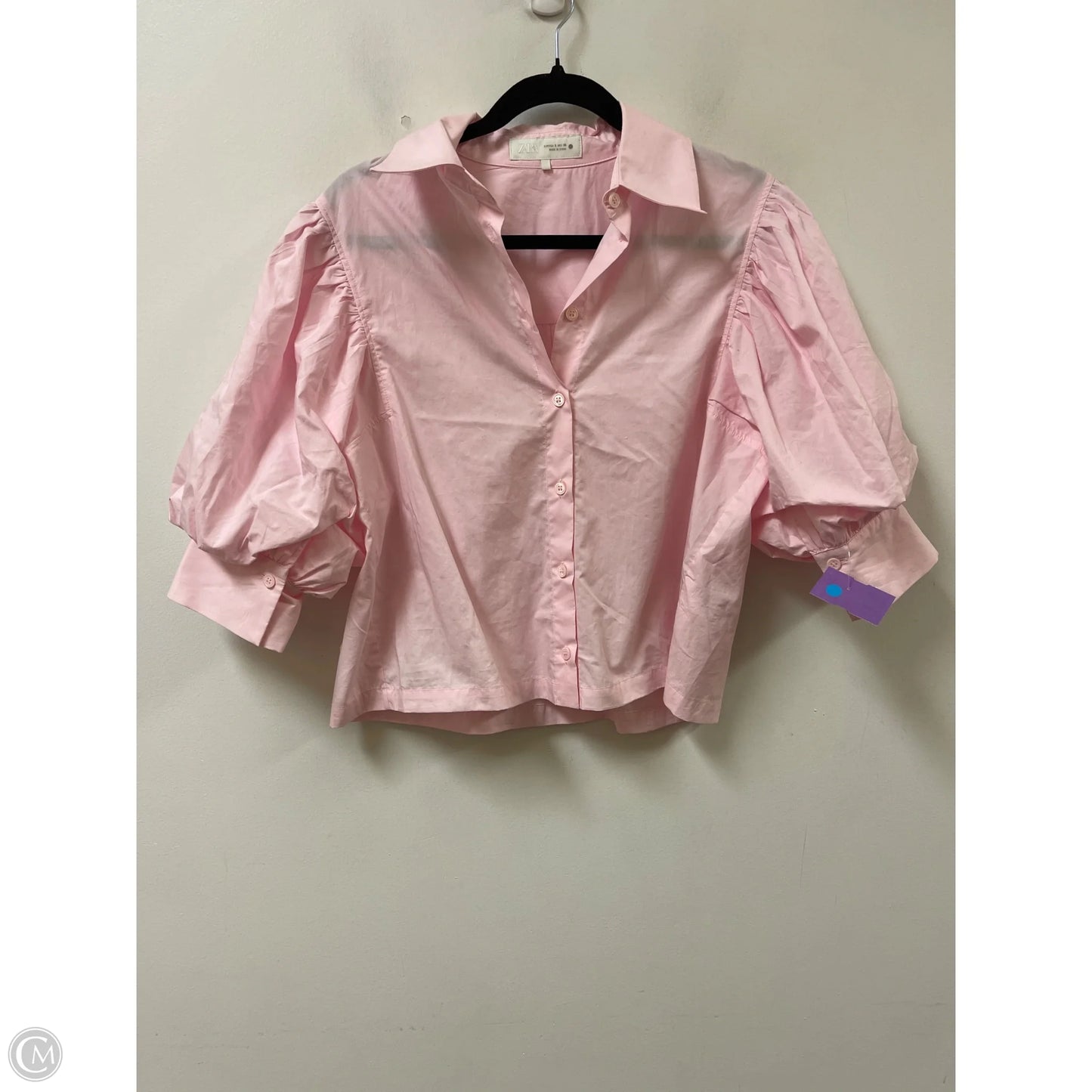 Blouse Short Sleeve By Zara In Pink, Size: S
