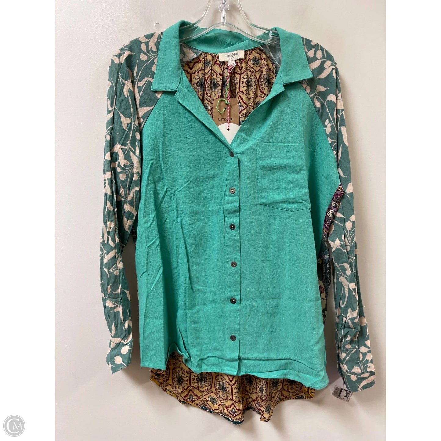 Blouse Long Sleeve By Umgee In Green, Size: L