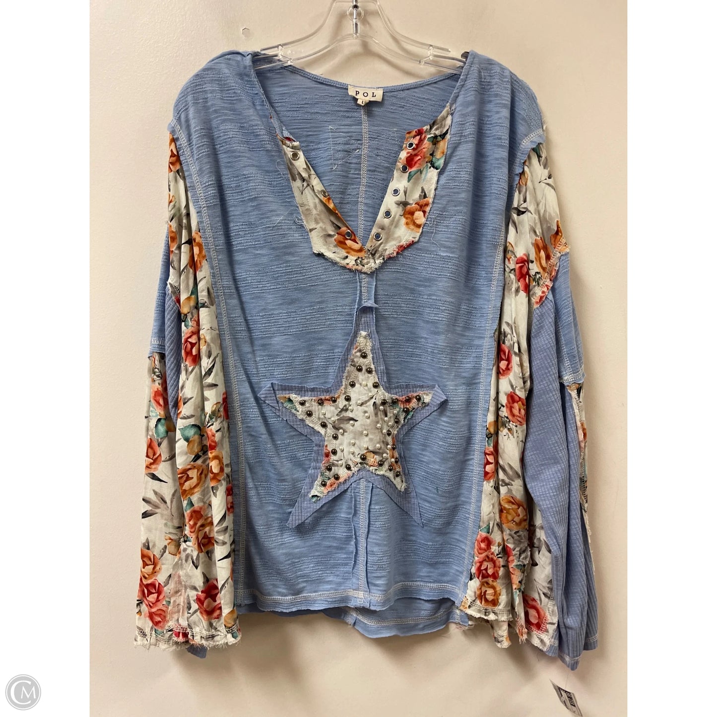 Top Long Sleeve By Pol In Blue, Size: L
