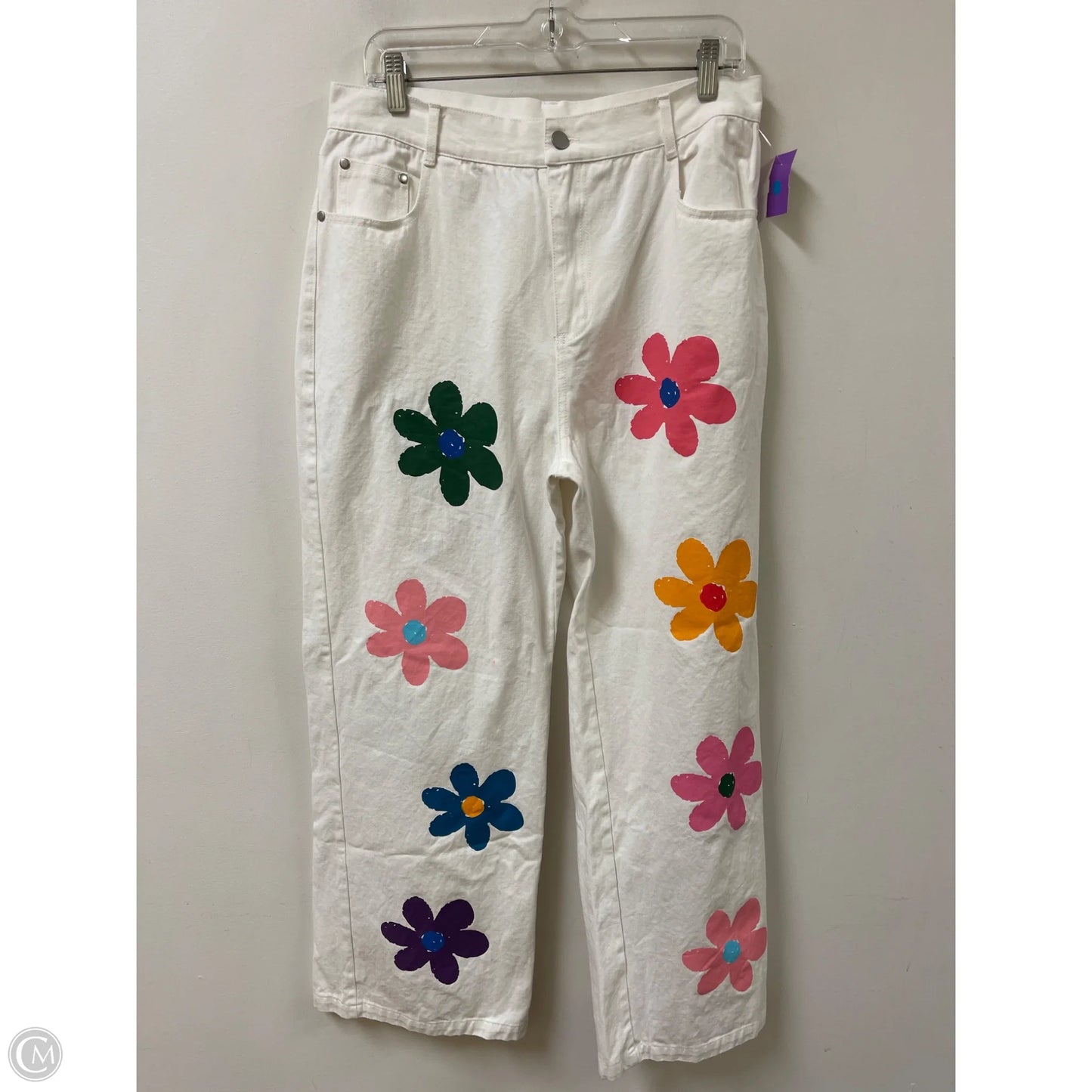 Jeans Straight By Bibi In White, Size: 14