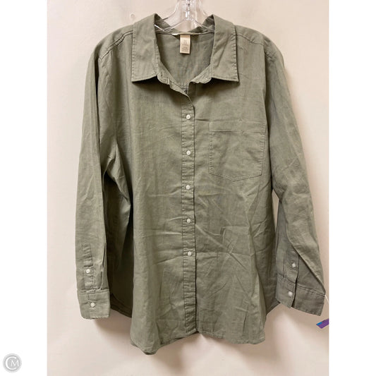 Blouse Long Sleeve By H&m In Green, Size: Xl