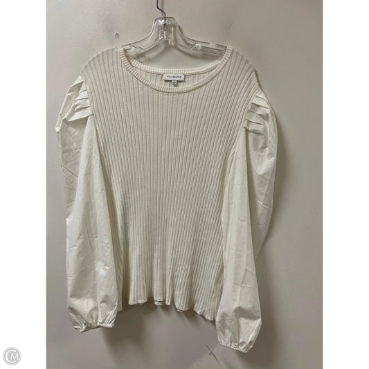 Top Long Sleeve By Calligraphie In White, Size: L