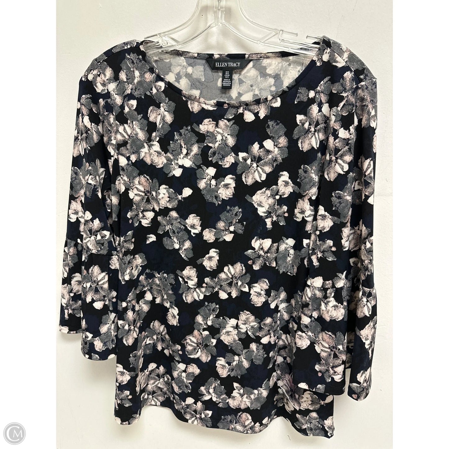 Top Long Sleeve By Ellen Tracy In Black & Pink, Size: S