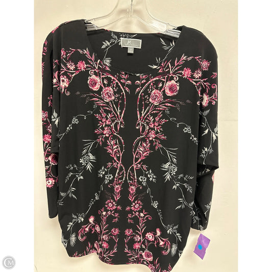 Top Long Sleeve By Jm Collections In Black & Purple, Size: M