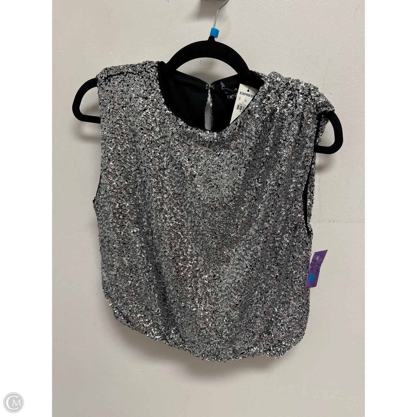 Top Sleeveless By Express In Silver, Size: Xs