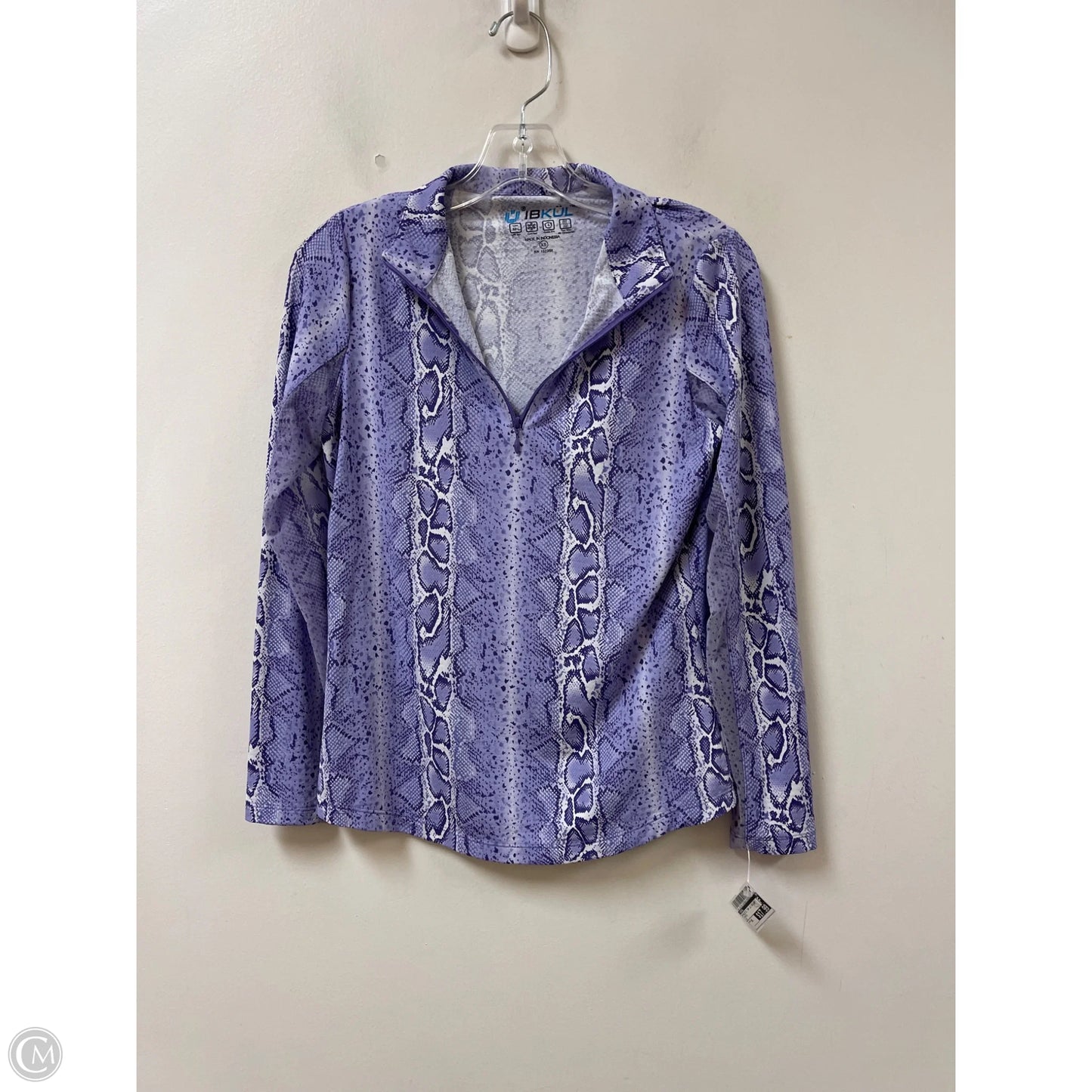Athletic Top Long Sleeve Collar By Ibkul In Purple, Size: Xs