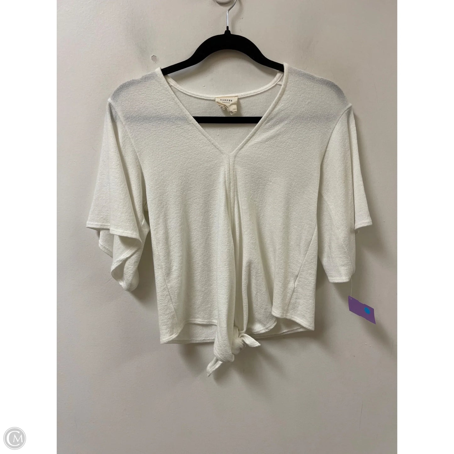 Top Short Sleeve By Harper In Cream, Size: Xs