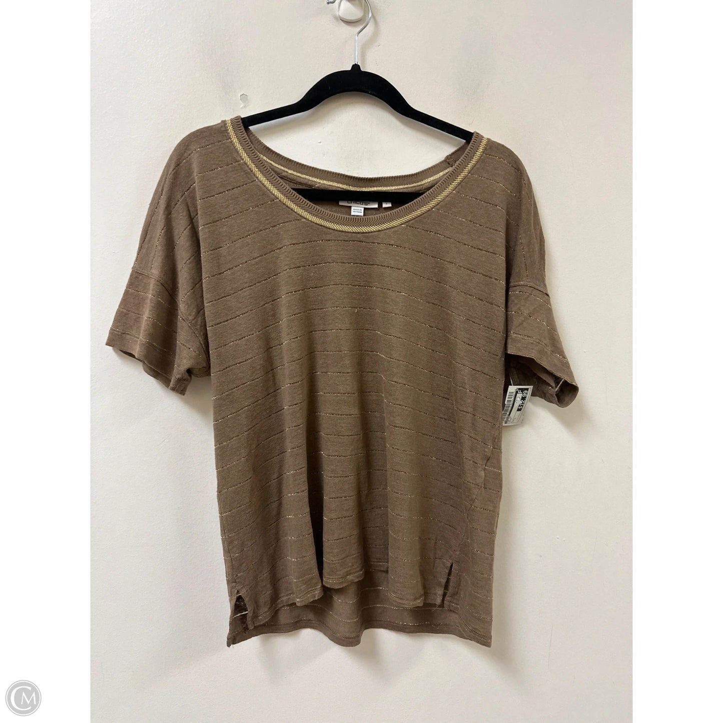 Top Short Sleeve By Chicos In Brown, Size: L