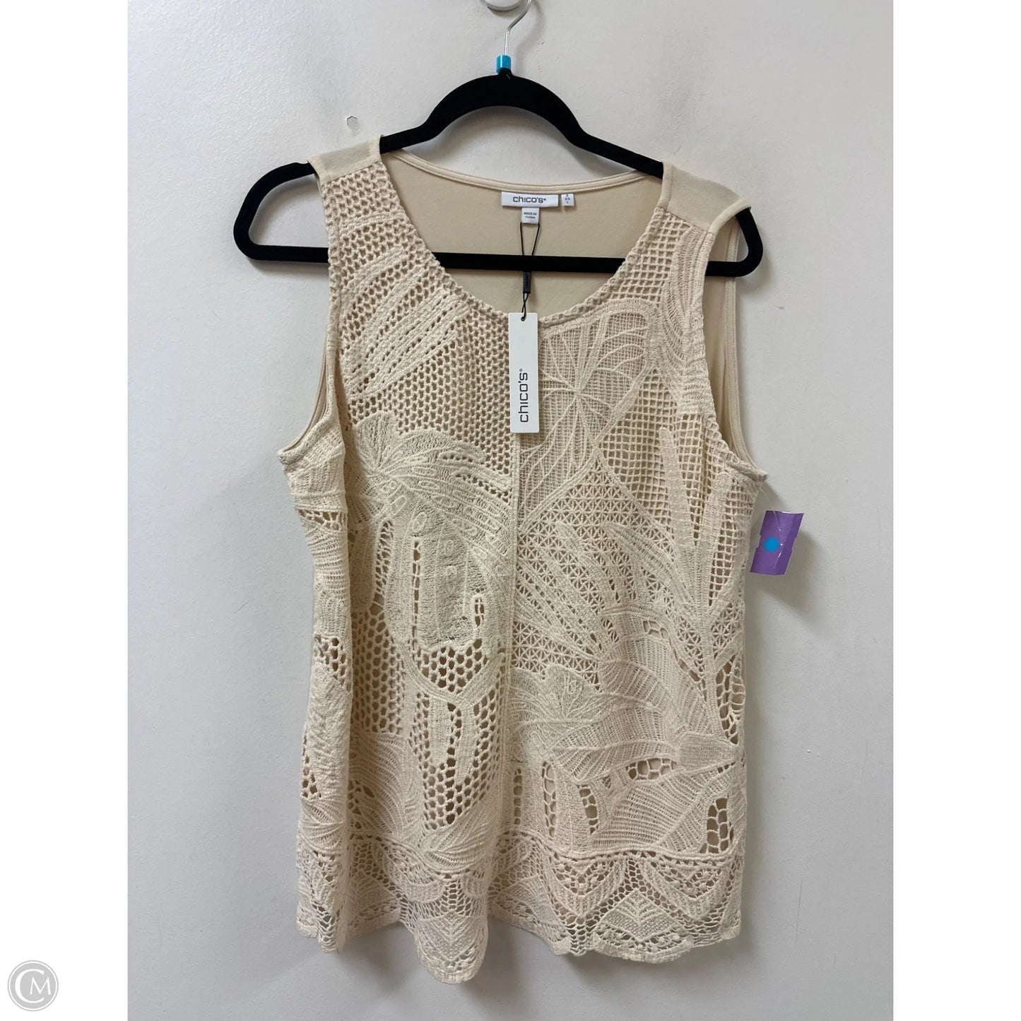 Top Sleeveless By Chicos In Cream, Size: L