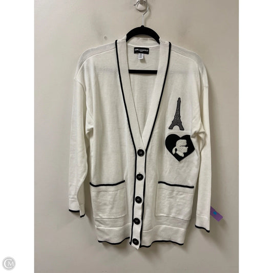 Sweater Cardigan Designer By Karl Lagerfeld In White, Size: M