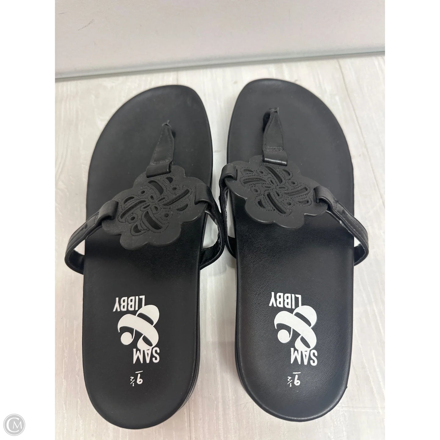Sandals Flats By Clothes Mentor In Black, Size: 9.5