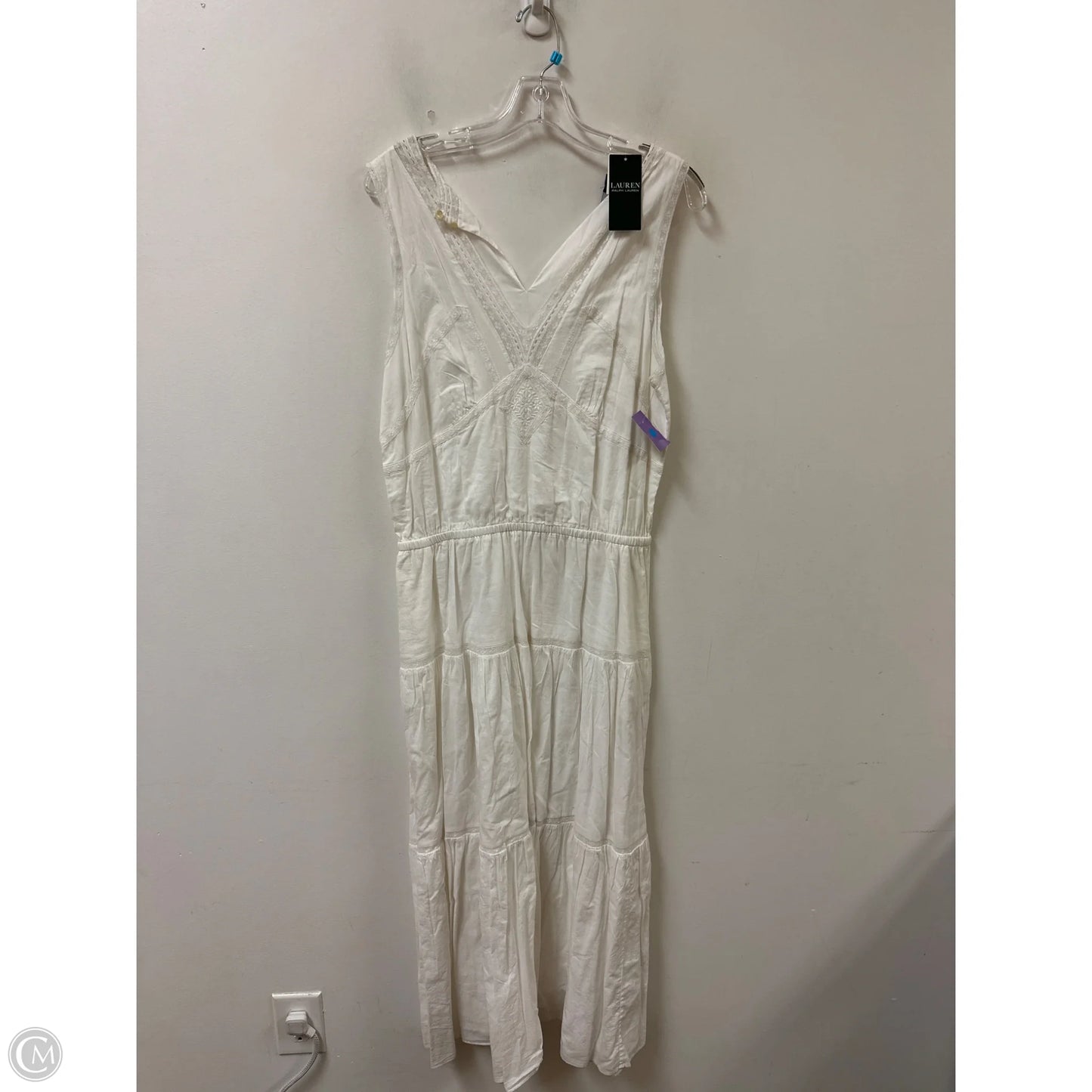 Dress Casual Maxi By Lauren By Ralph Lauren In White, Size: M