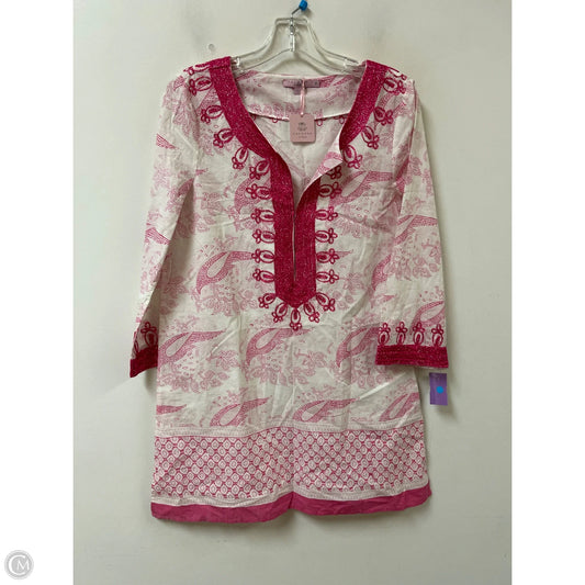 Tunic Long Sleeve By Calypso St Barth In Pink & White, Size: S