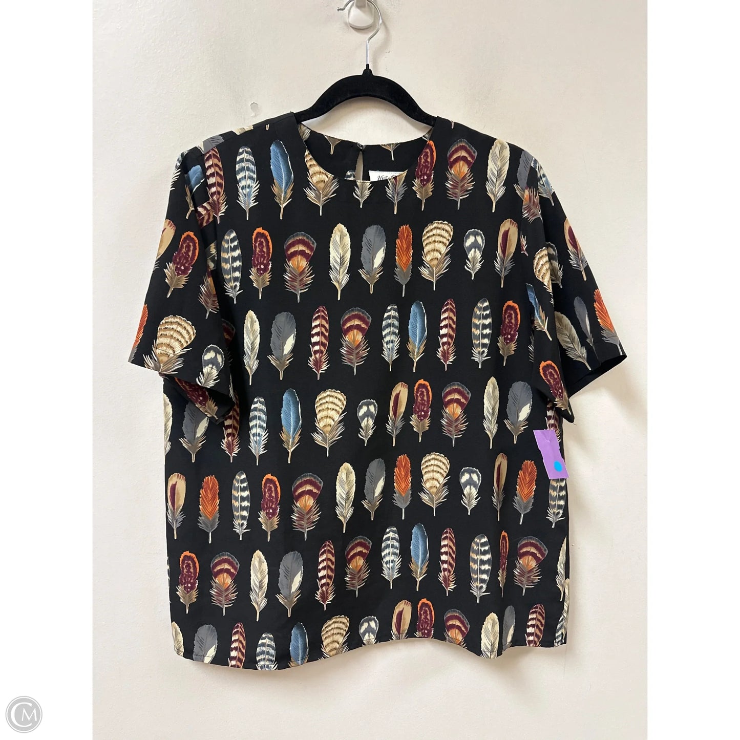 Top Short Sleeve By Yves Saint Clair In Black, Size: L