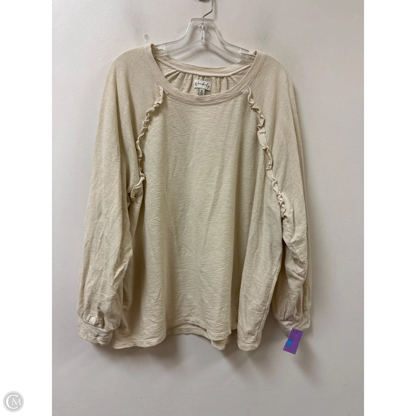 Top Long Sleeve By Wonderly In Cream, Size: 1x