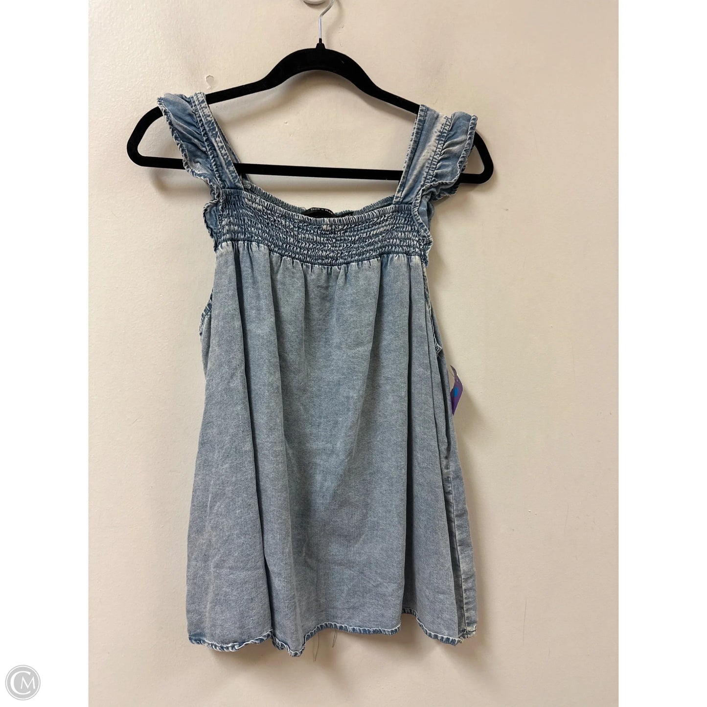 Top Sleeveless By Doe & Rae In Blue Denim, Size: M