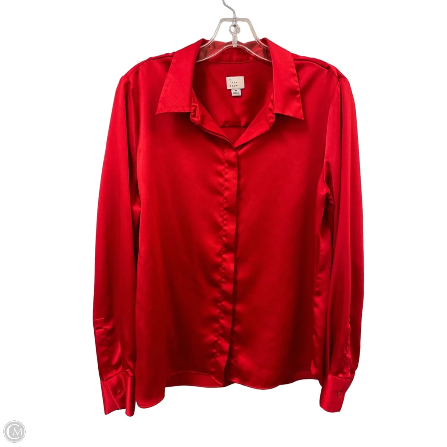 Blouse Long Sleeve By A New Day In Red, Size: M