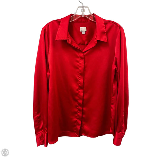 Blouse Long Sleeve By A New Day In Red, Size: M