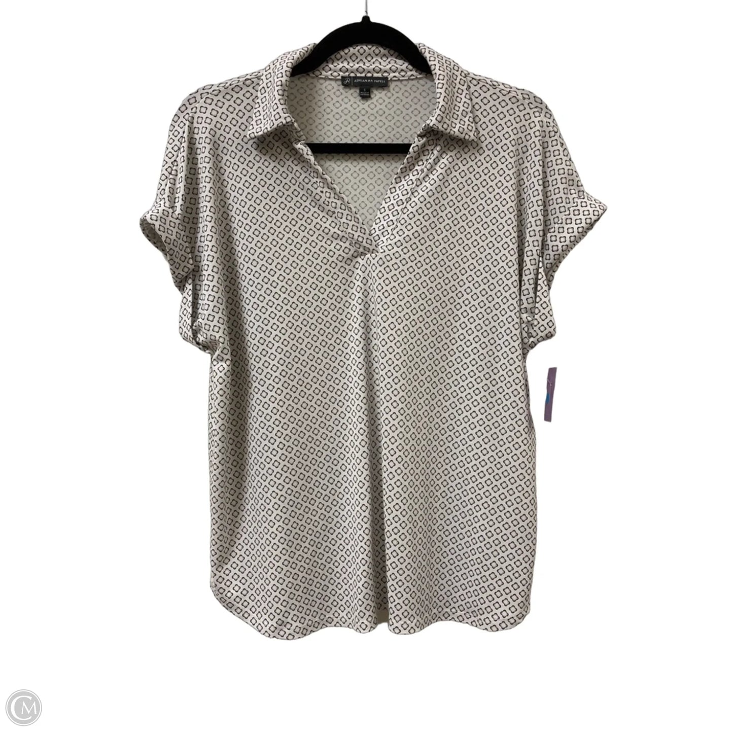 Top Short Sleeve By Adrianna Papell In White, Size: S
