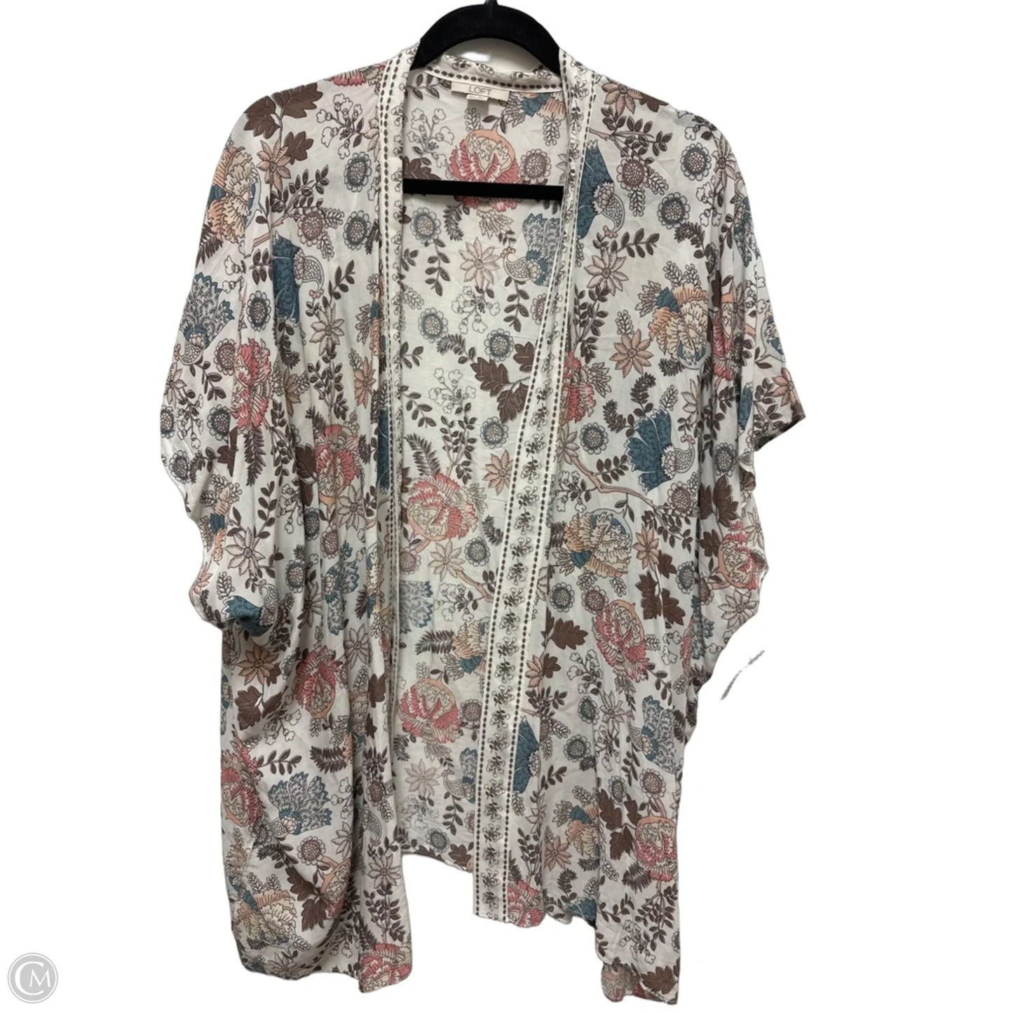 Sweater Cardigan By Loft In Floral Print, Size: M
