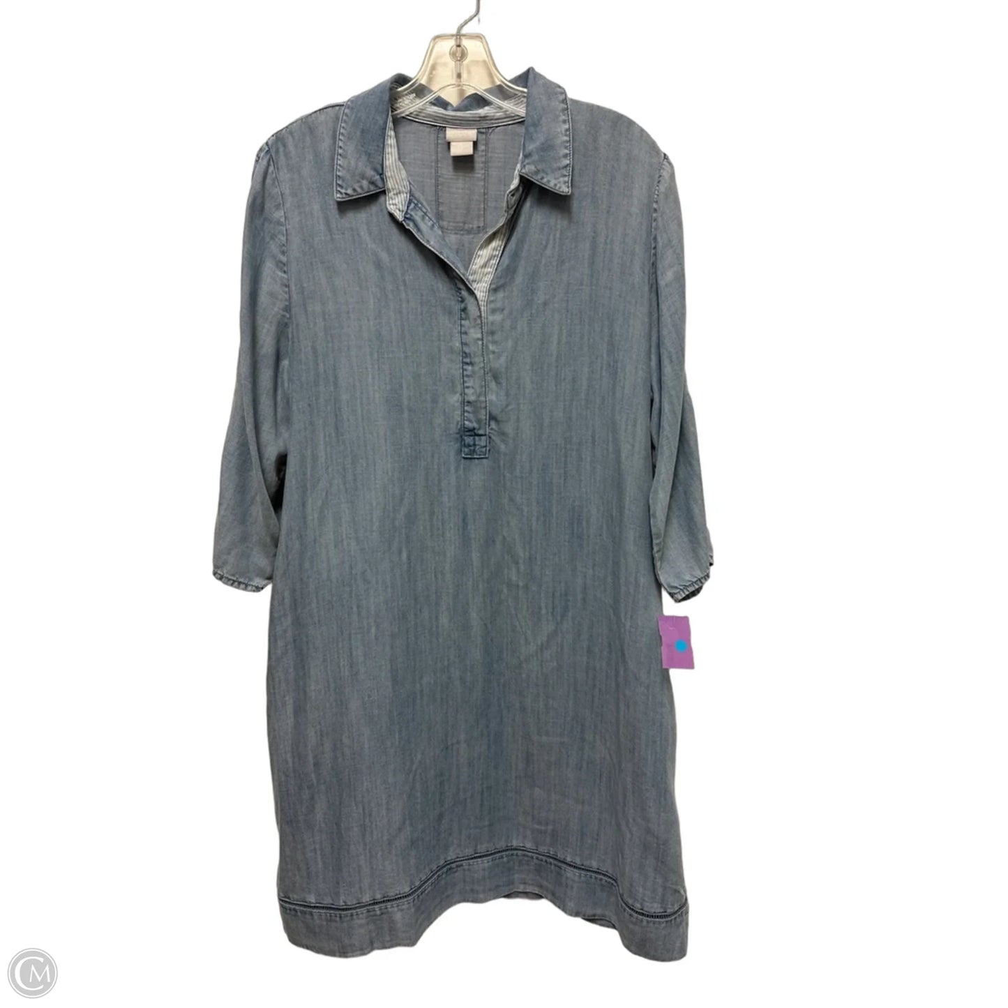 Dress Casual Midi By Chicos In Blue Denim, Size: L