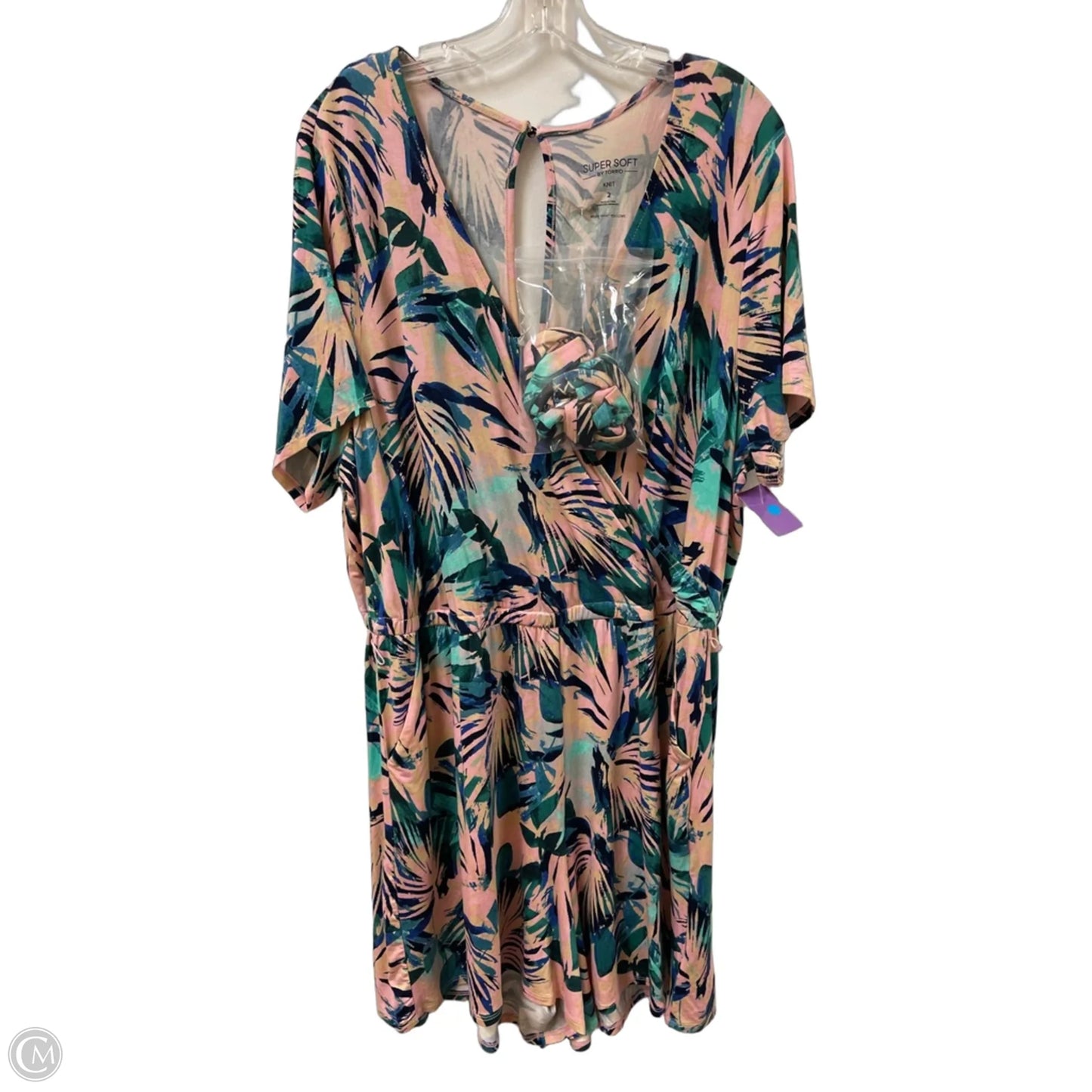Dress Casual Midi By Torrid In Green & Pink, Size: 2x