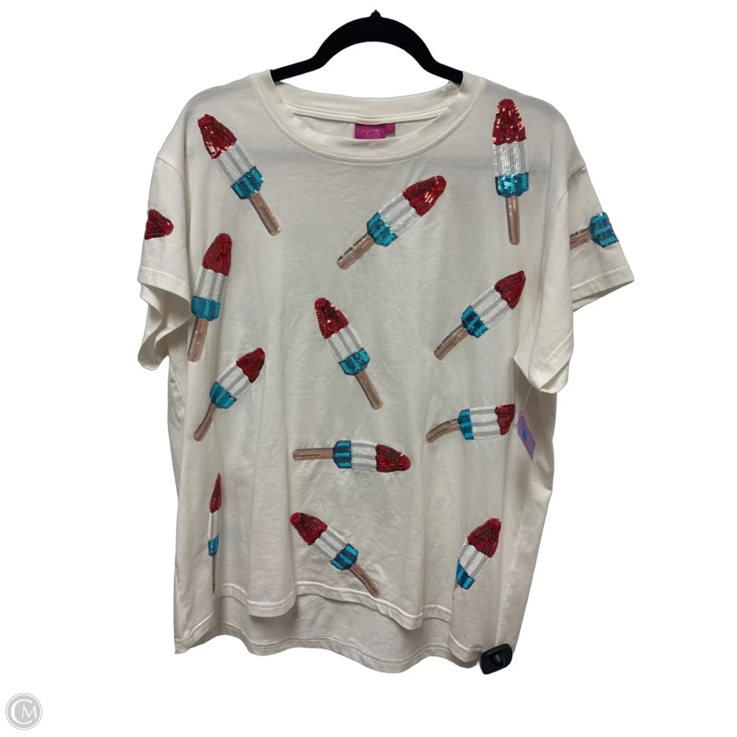 Top Short Sleeve By Cmc In White, Size: L