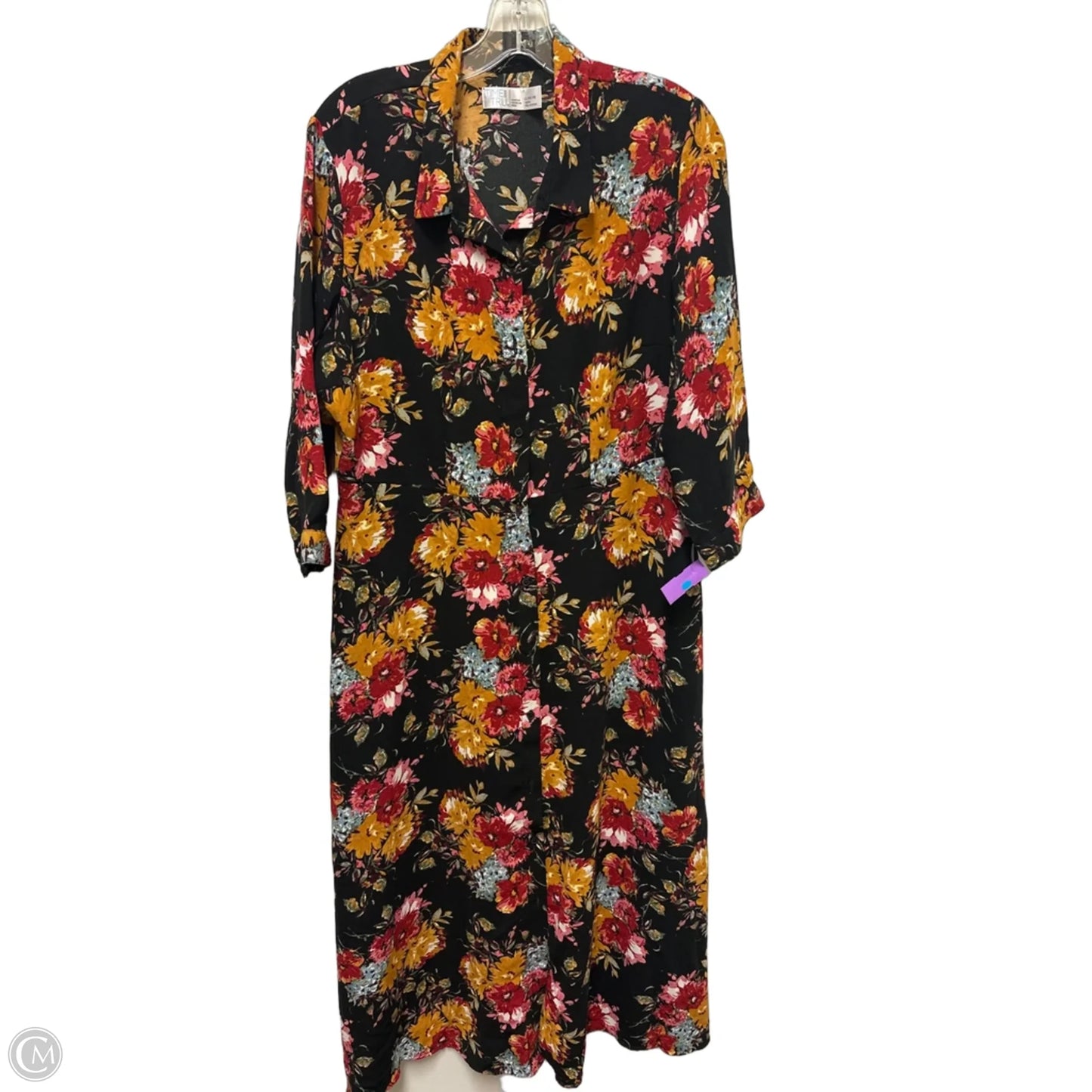 Dress Casual Maxi By Time And Tru In Black & Yellow, Size: L