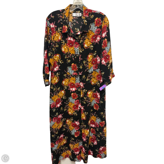 Dress Casual Maxi By Time And Tru In Black & Yellow, Size: L