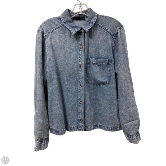 Blouse Long Sleeve By Jane And Delancey In Blue Denim, Size: M