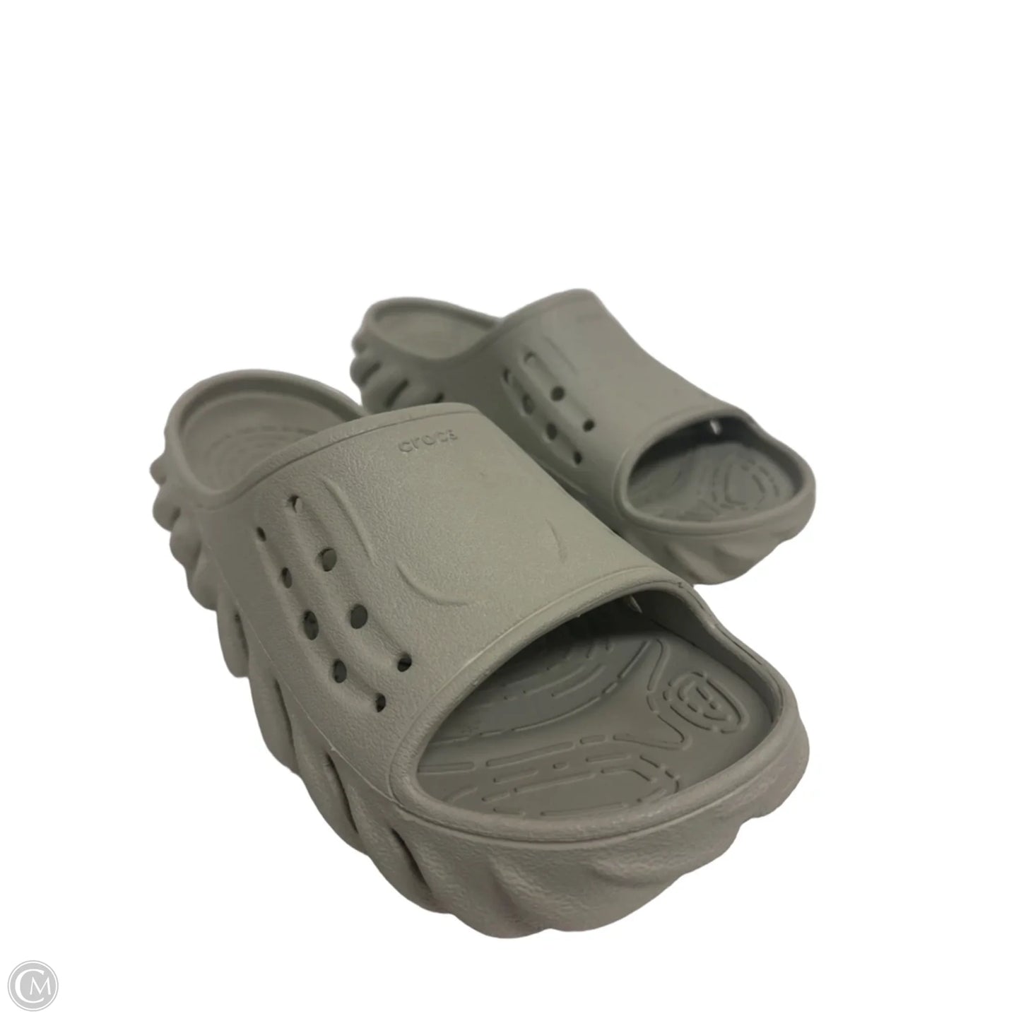 Shoes Flats By Crocs In Grey, Size: 8