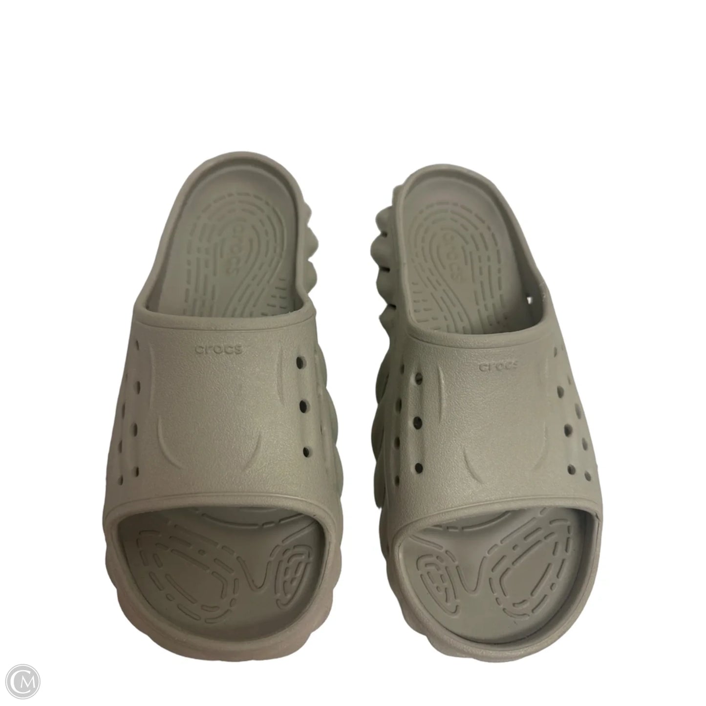 Shoes Flats By Crocs In Grey, Size: 8