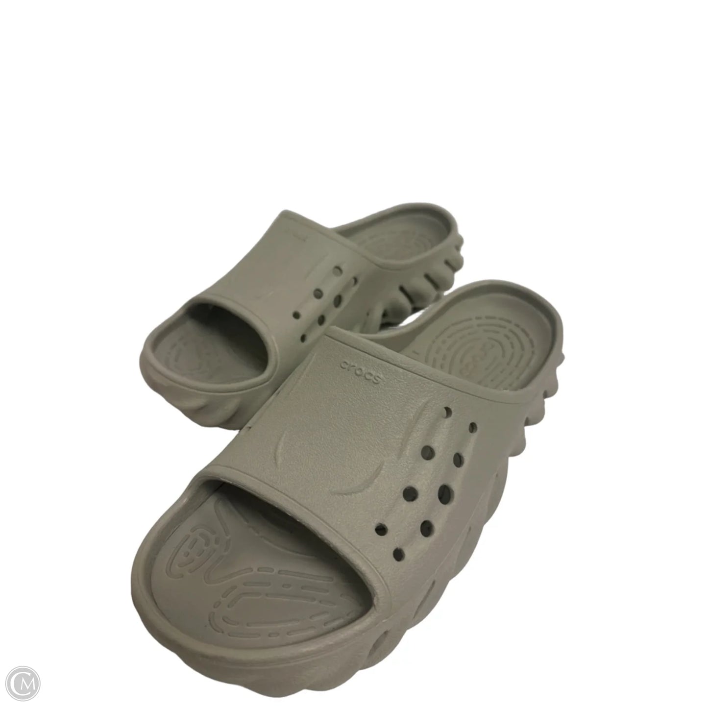 Shoes Flats By Crocs In Grey, Size: 8