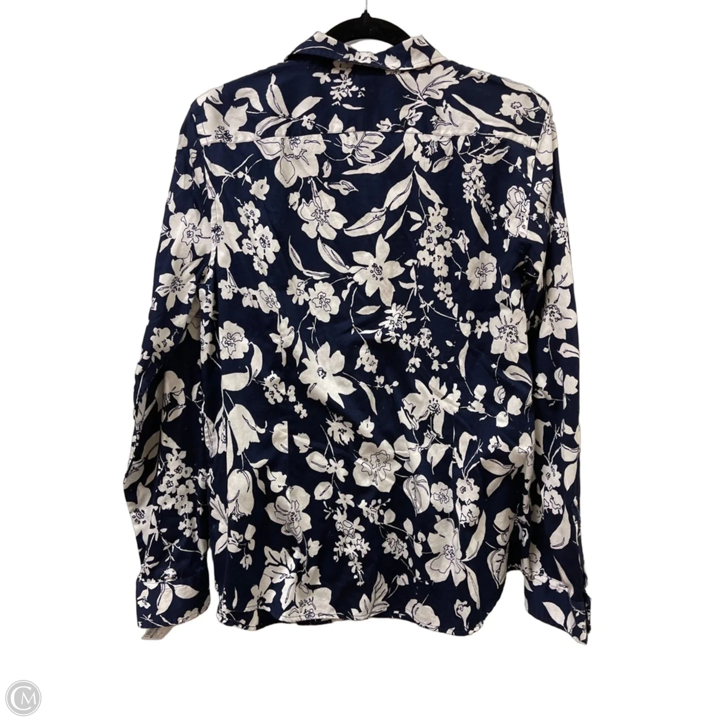 Blouse Long Sleeve By Lauren By Ralph Lauren In Navy, Size: Xl