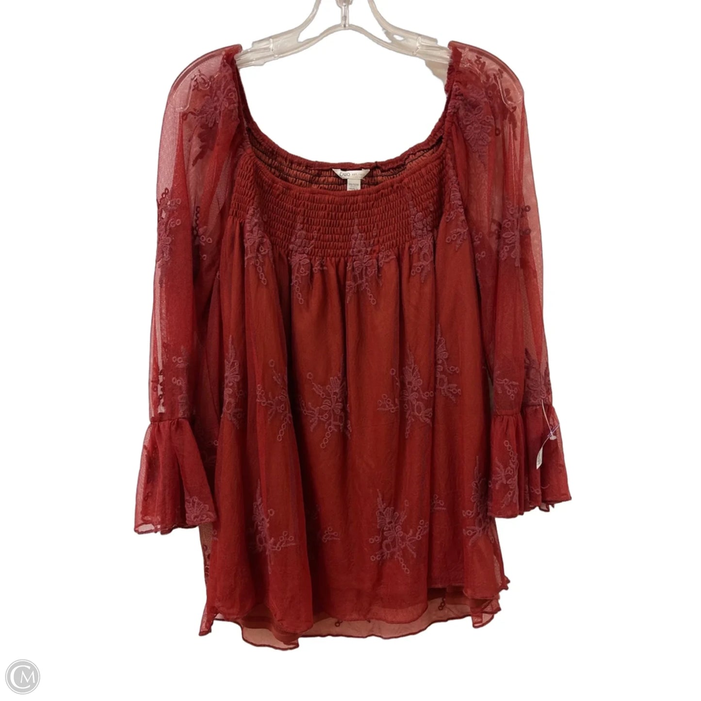 Top Long Sleeve By Cato In Red, Size: Xl