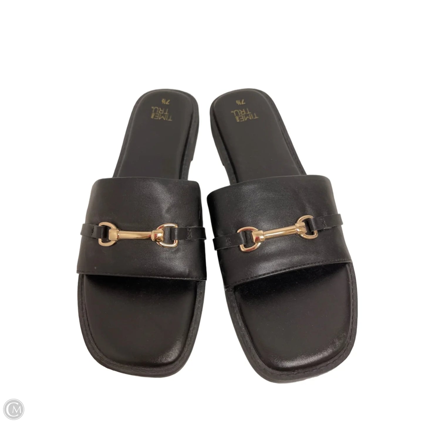 Sandals Flats By Time And Tru In Black, Size: 7.5