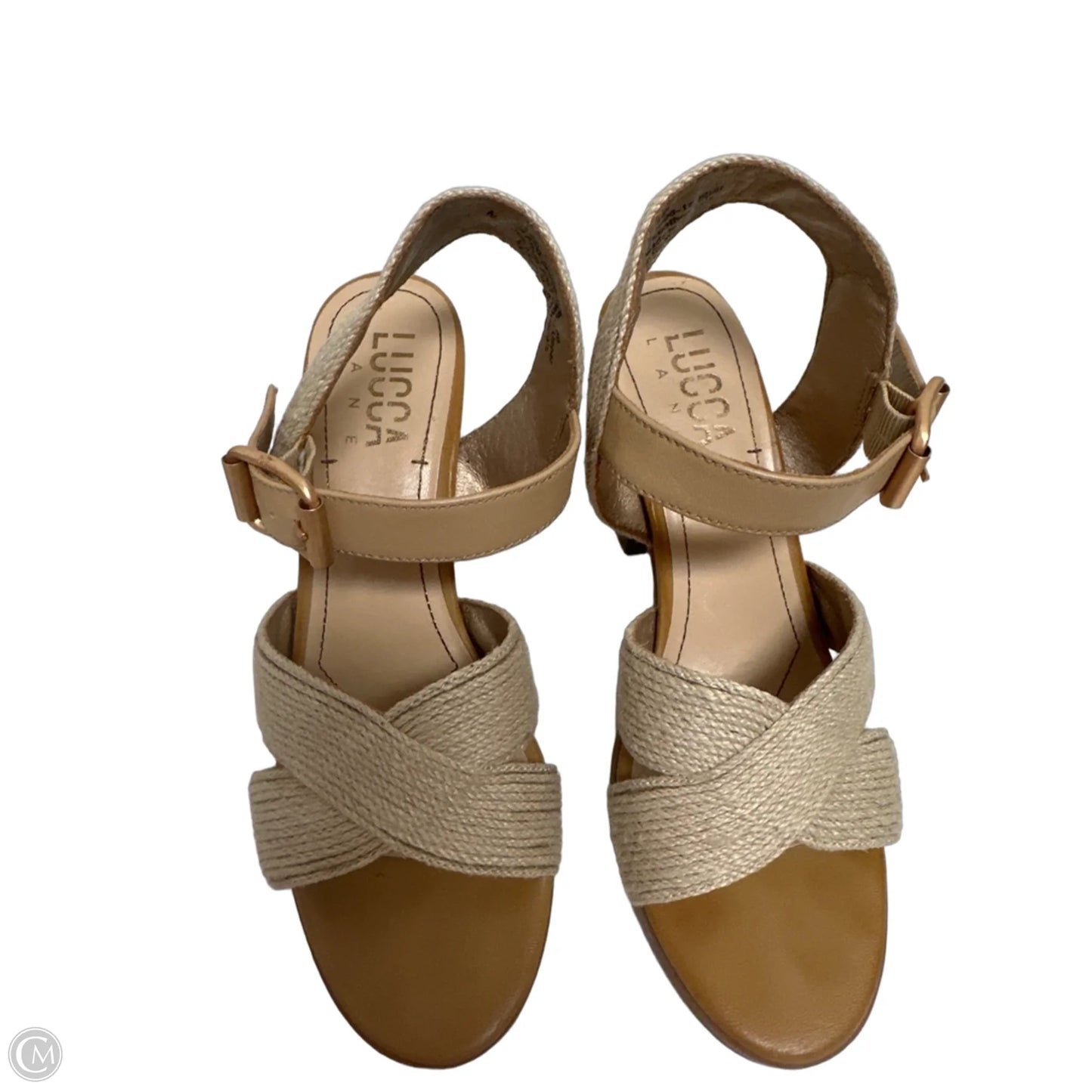 Shoes Heels Wedge By Clothes Mentor In Tan, Size: 7