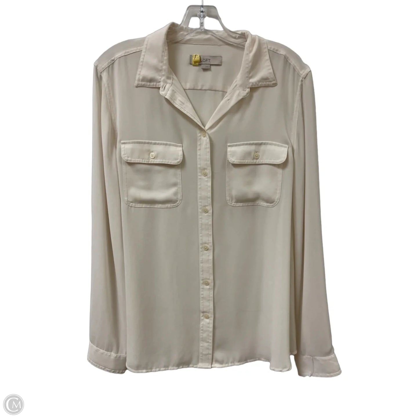 Blouse Long Sleeve By Loft In Cream, Size: L