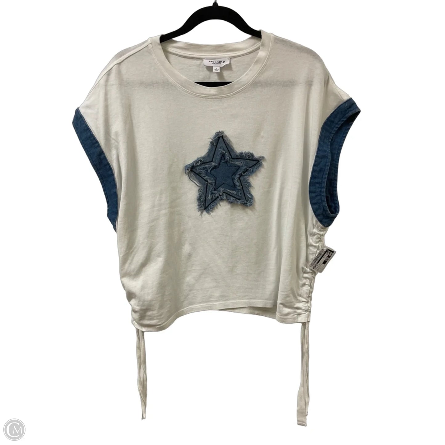 Top Short Sleeve By Ee Some In Blue & White, Size: L