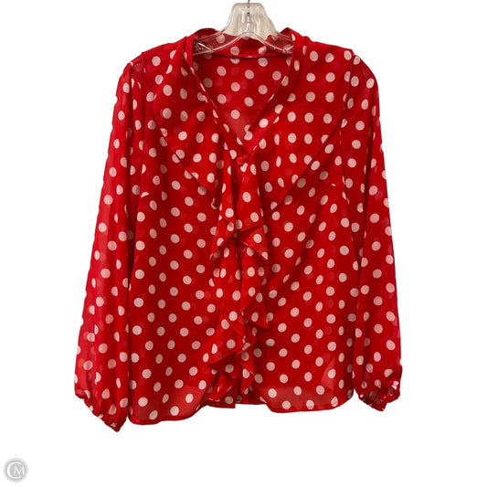 Blouse Long Sleeve By Clothes Mentor In Red, Size: S