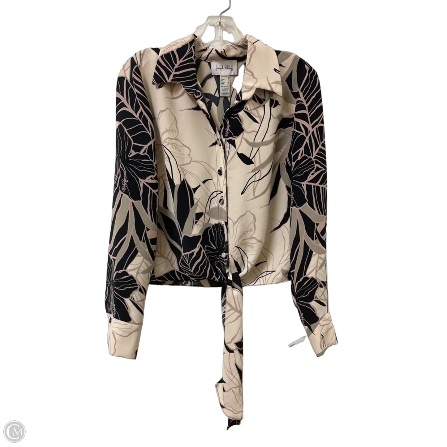 Top Long Sleeve By Joseph Ribkoff In Black & Cream, Size: M