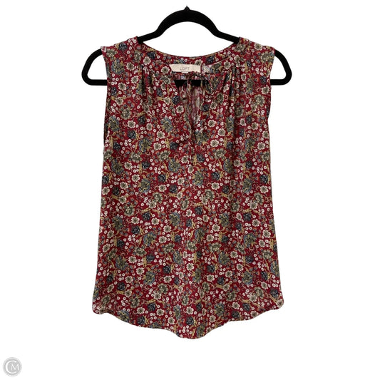 Top Sleeveless By Loft In Red, Size: M