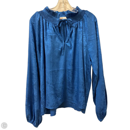 Top Long Sleeve By Karlie In Blue, Size: L