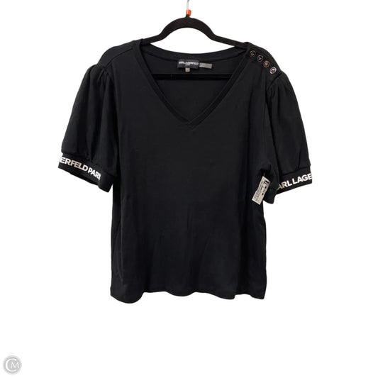 Top Short Sleeve Designer By Karl Lagerfeld In Black, Size: Xl