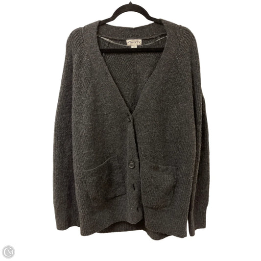 Sweater Cardigan By Ava & Viv In Grey, Size: 2x