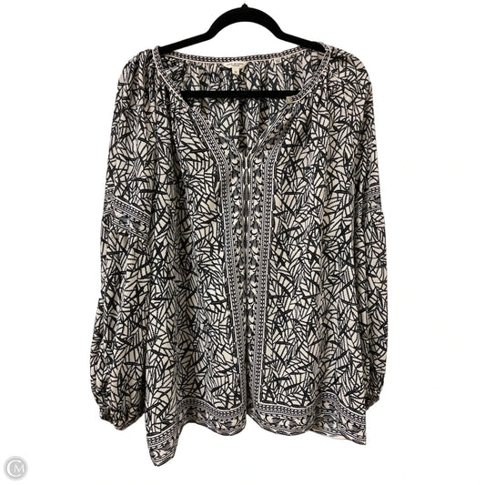 Top Long Sleeve By Max Studio In Black & Cream, Size: 1x
