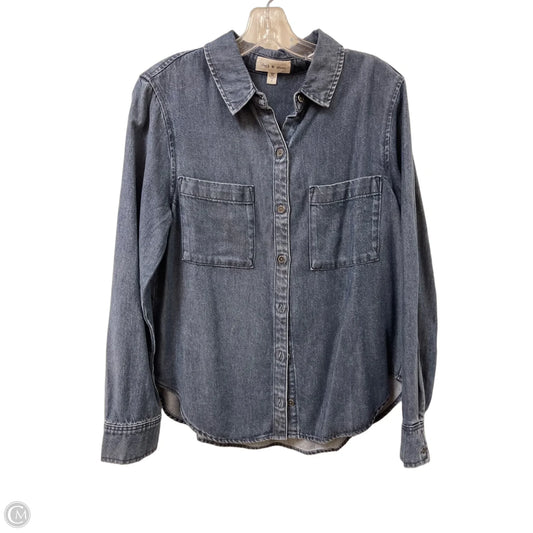 Blouse Long Sleeve By Cloth & Stone In Blue Denim, Size: S