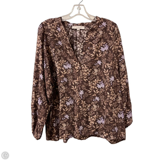Top Long Sleeve By Loft In Brown, Size: L