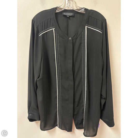 Blouse Long Sleeve By Eloquii In Black & White, Size: 3x