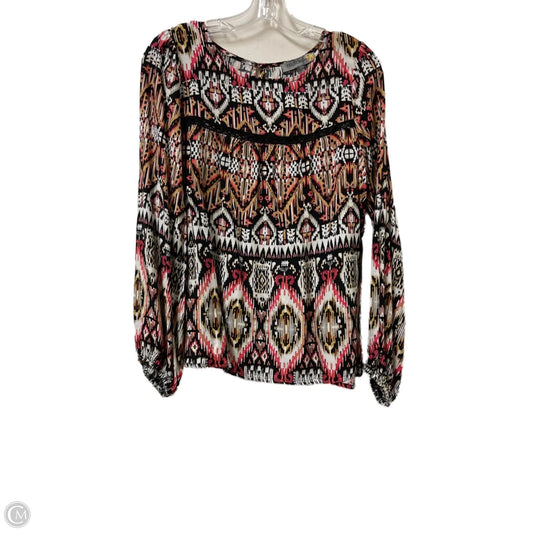 Top Long Sleeve By Figuero & Flower In Black & Pink, Size: L